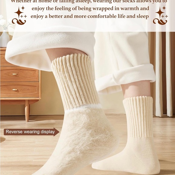 Boot Socks for Women Winter Wool Solid Thick Warm Socks Crew Socks Christmas - Picture 7 of 7